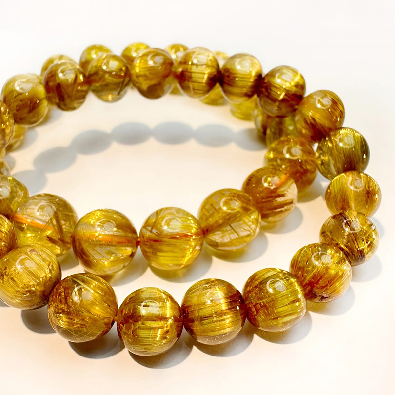 Siiri Life Trading - Good Grade Natural Golden Rutilated Quartz Beads Bracelet