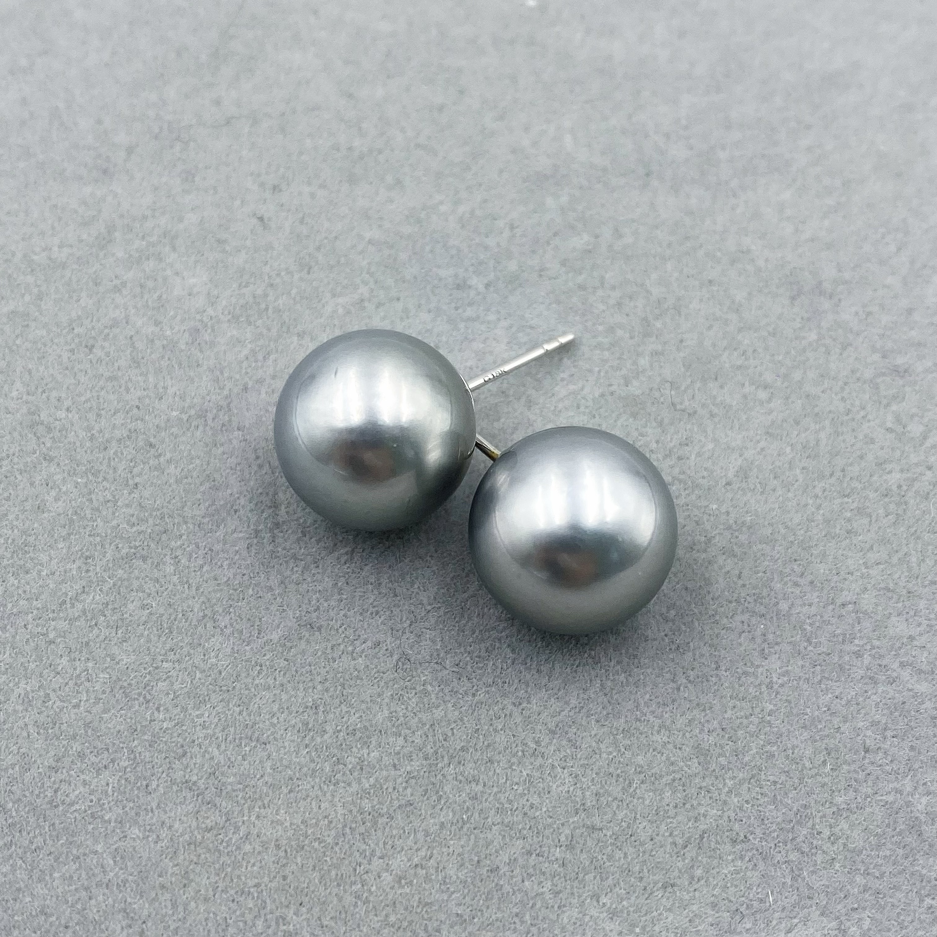 CHU JEWELLERY - 18k Tahiti灰色海水珍珠耳钉