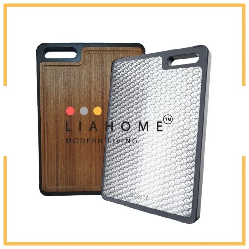 LIAHOME - Su316 Rubik's Cube Stainless Steel And African Ebony Wood Cutting Board
