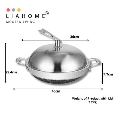 LIAHOME Nonstick honeycomb 316 Stainless Steel cooking wok By LIAHOME - 36cm 2.jpg