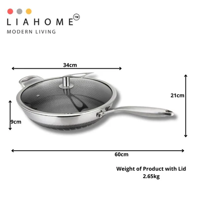 LIAHOME Nonstick honeycomb 316 Stainless Steel cooking wok By LIAHOME- 34cm 5.jpg