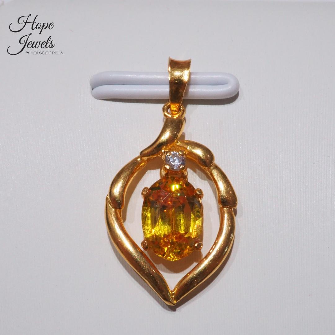 Citrine with One Diamond Pendant set in 20k Gold.jpeg