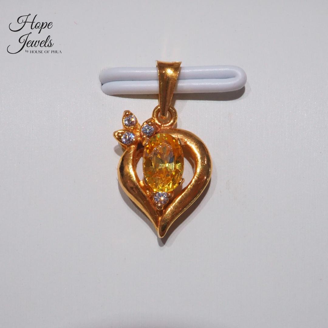 Hope Jewels - Citrine with Three Diamond Pendant set in 20k Gold