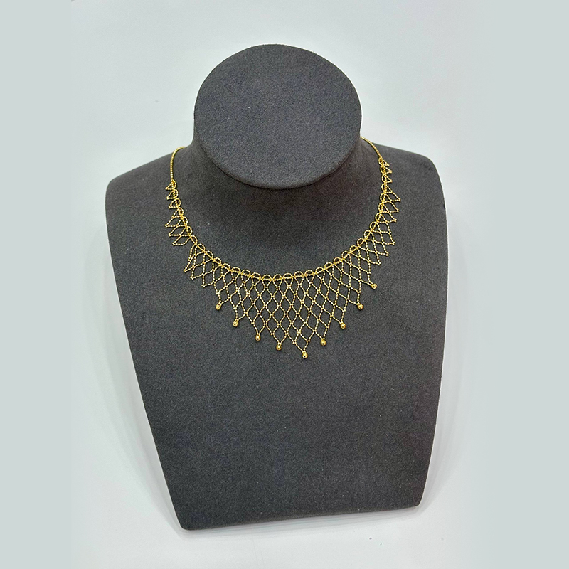 Umi Jewelry - Lace Woven Mesh Gold Orb Necklace 蕾丝编织网状金球项链