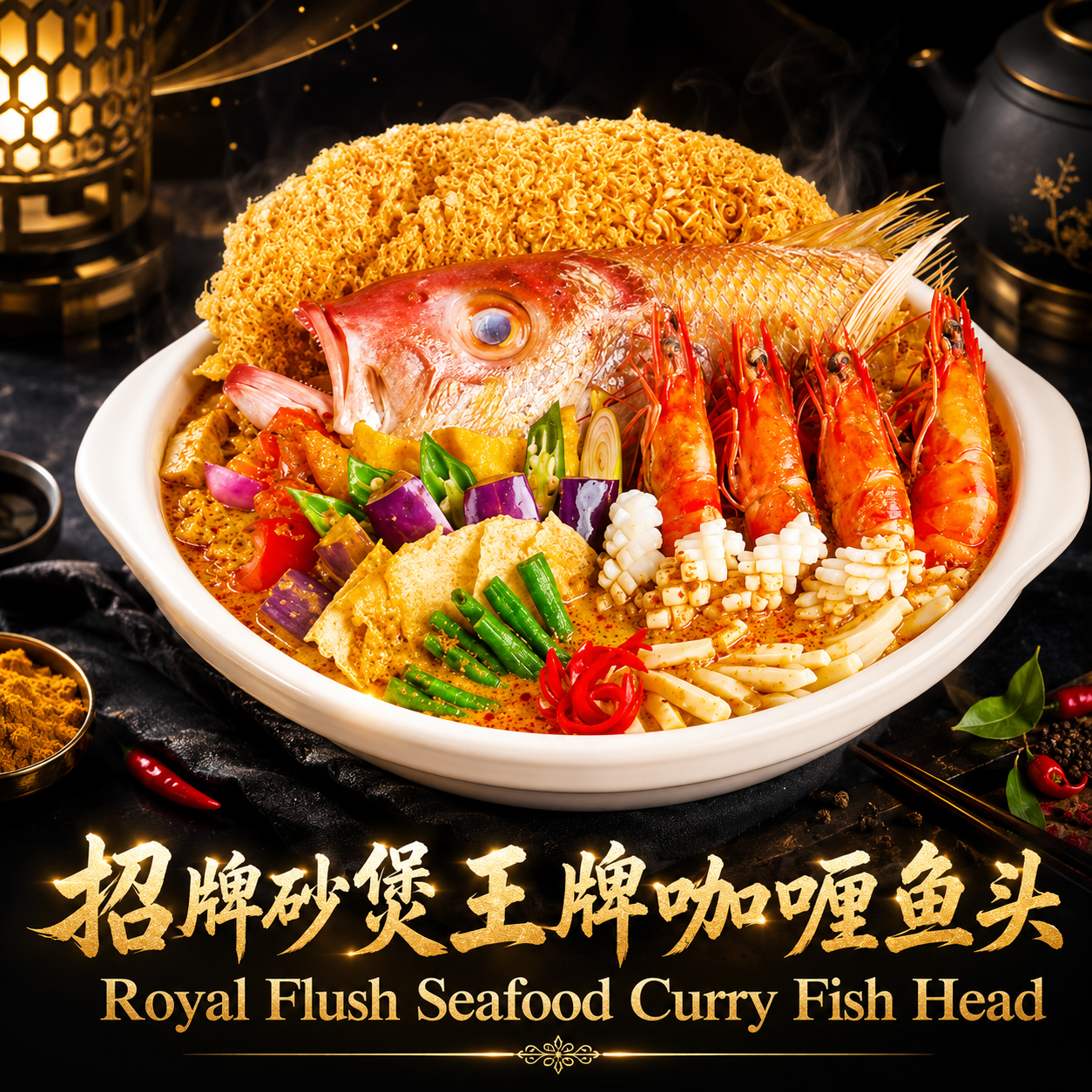 渔村Yu Cun - Royal Flush Seafood Claypot Curry Fish Head