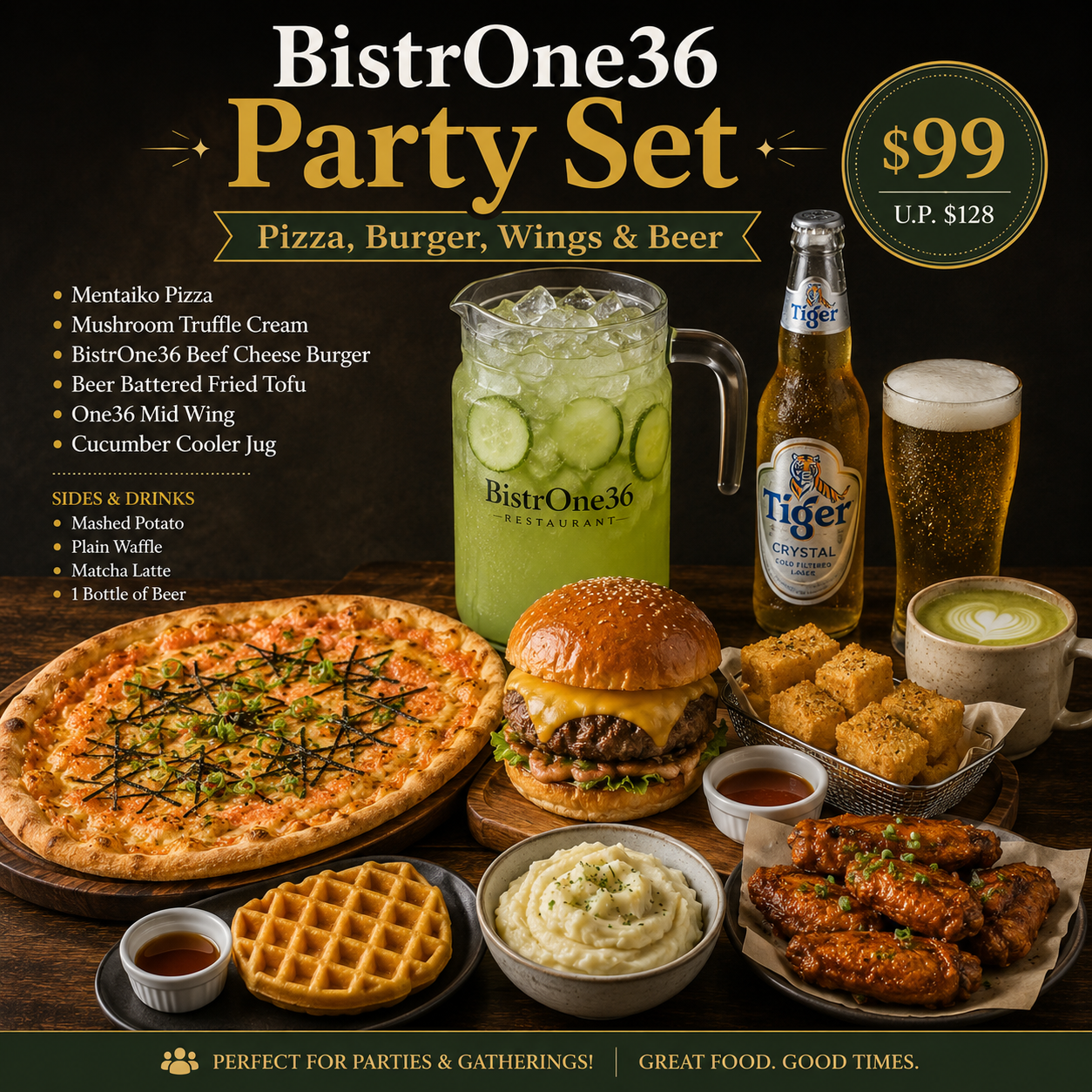 BistrOne36  Party Set  &mdash; Pizza, Burger, Wings & Beer