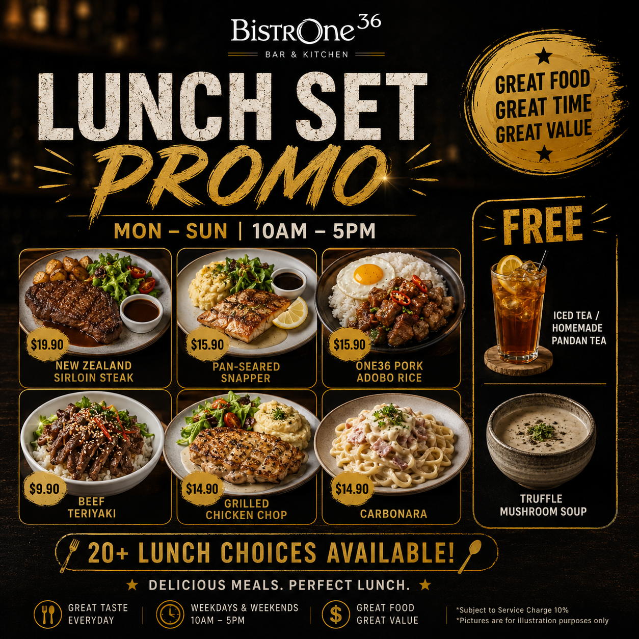 BistrOne36 - Lunch Set Promo including Friday (10am-5pm)