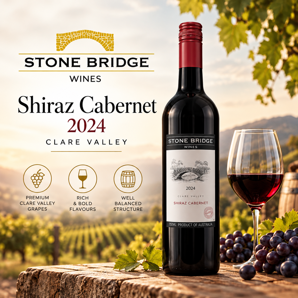 STONES BRIDGE WINES SHIRAZ CABERNET 2024 CLARE VALLEY
