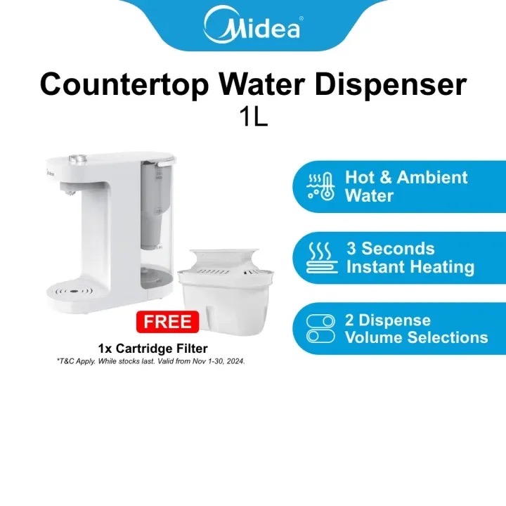 ZIMING GLOBAL - Midea MJR001T Countertop Hot & Ambient Water Dispenser, 1L